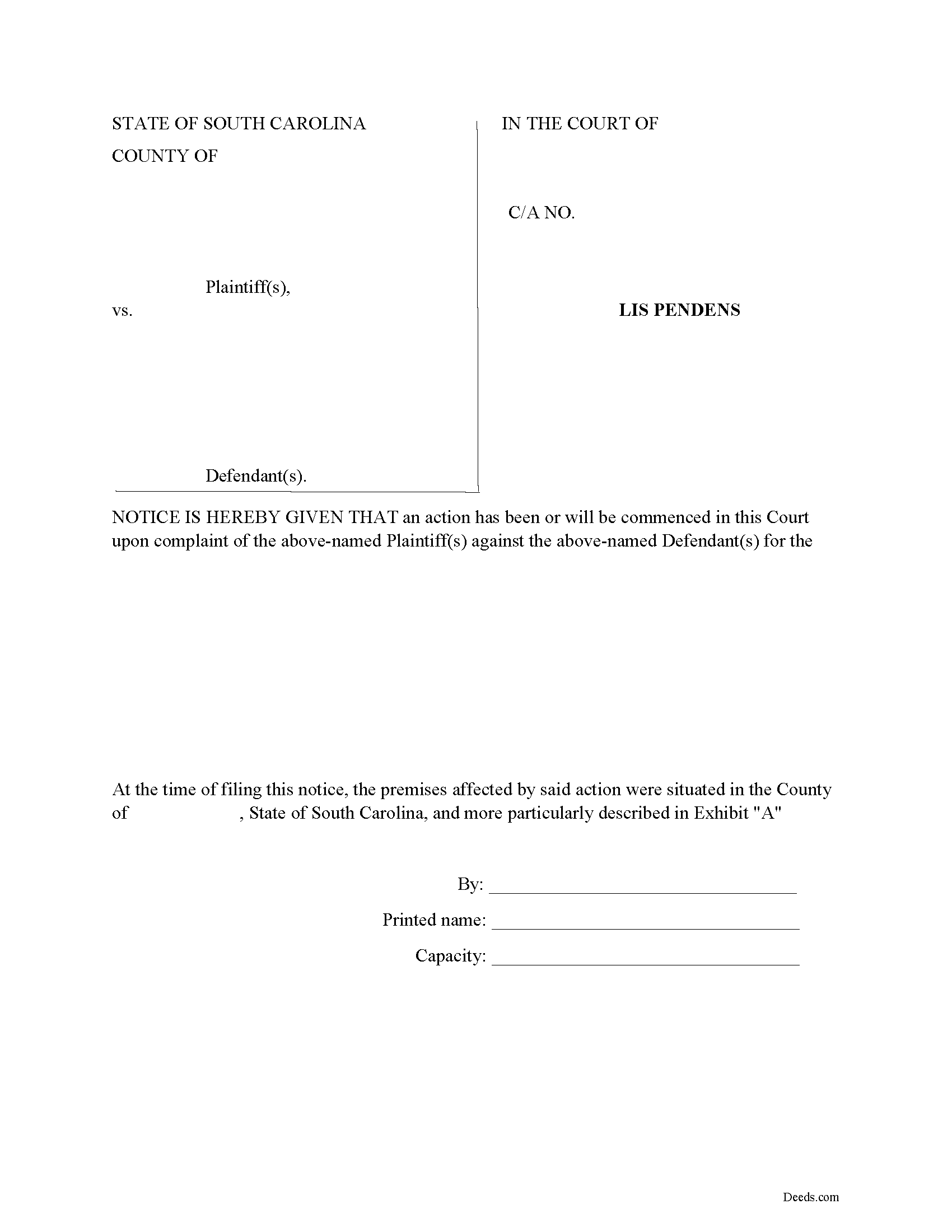 Lis Pendens Form