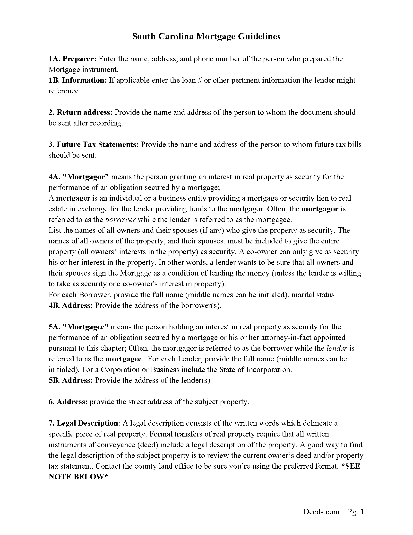 Richland County Mortgage Guidelines