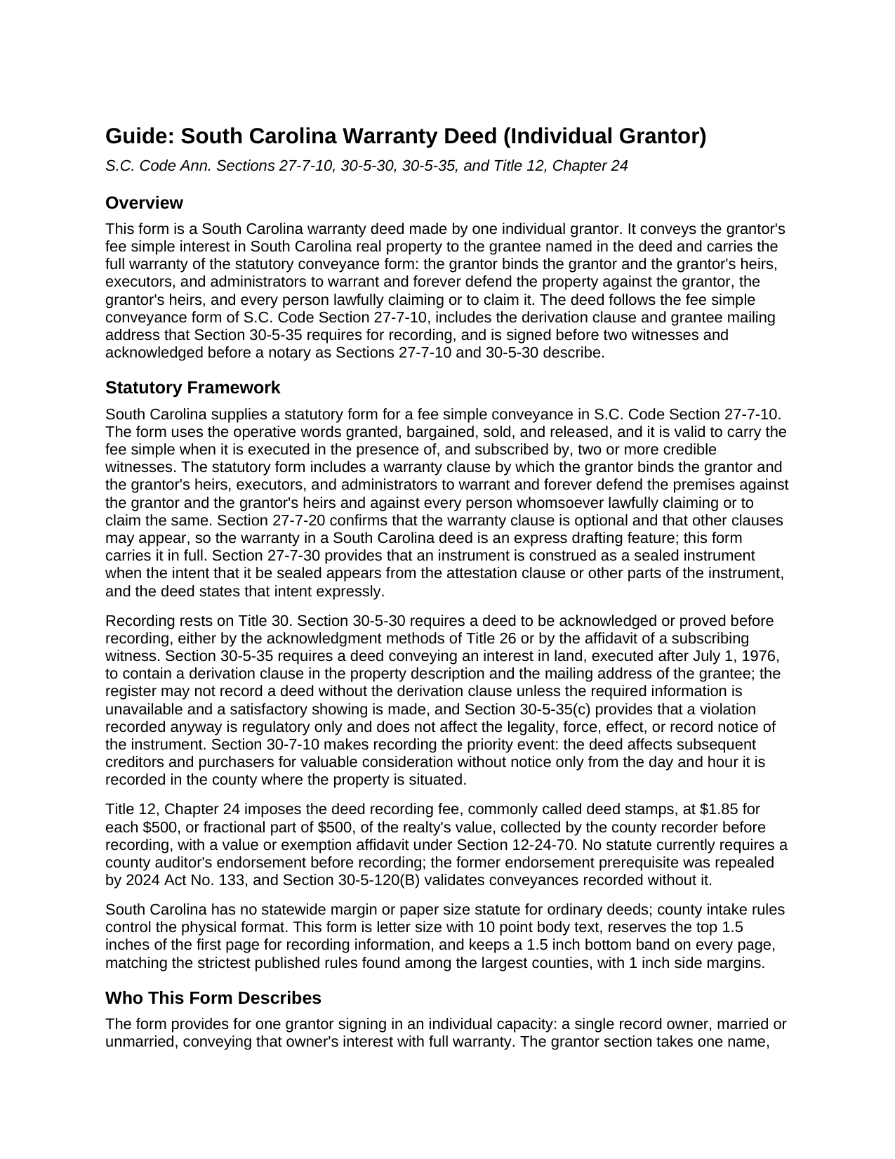 Clarendon County Warranty Deed Guide