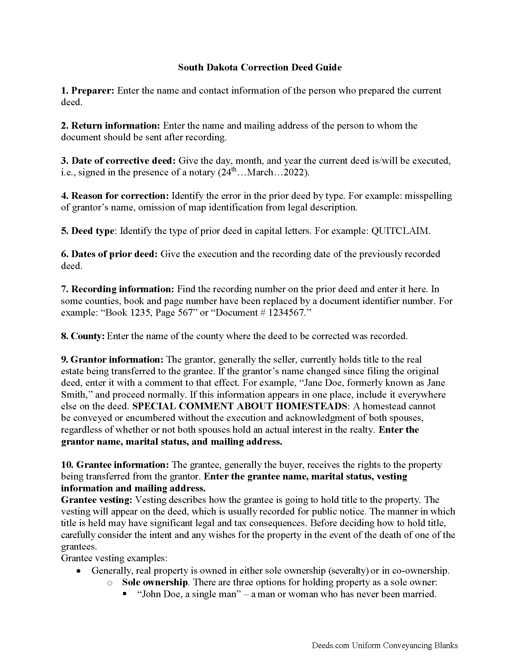 douglas-county-correction-deed-forms-south-dakota-deeds