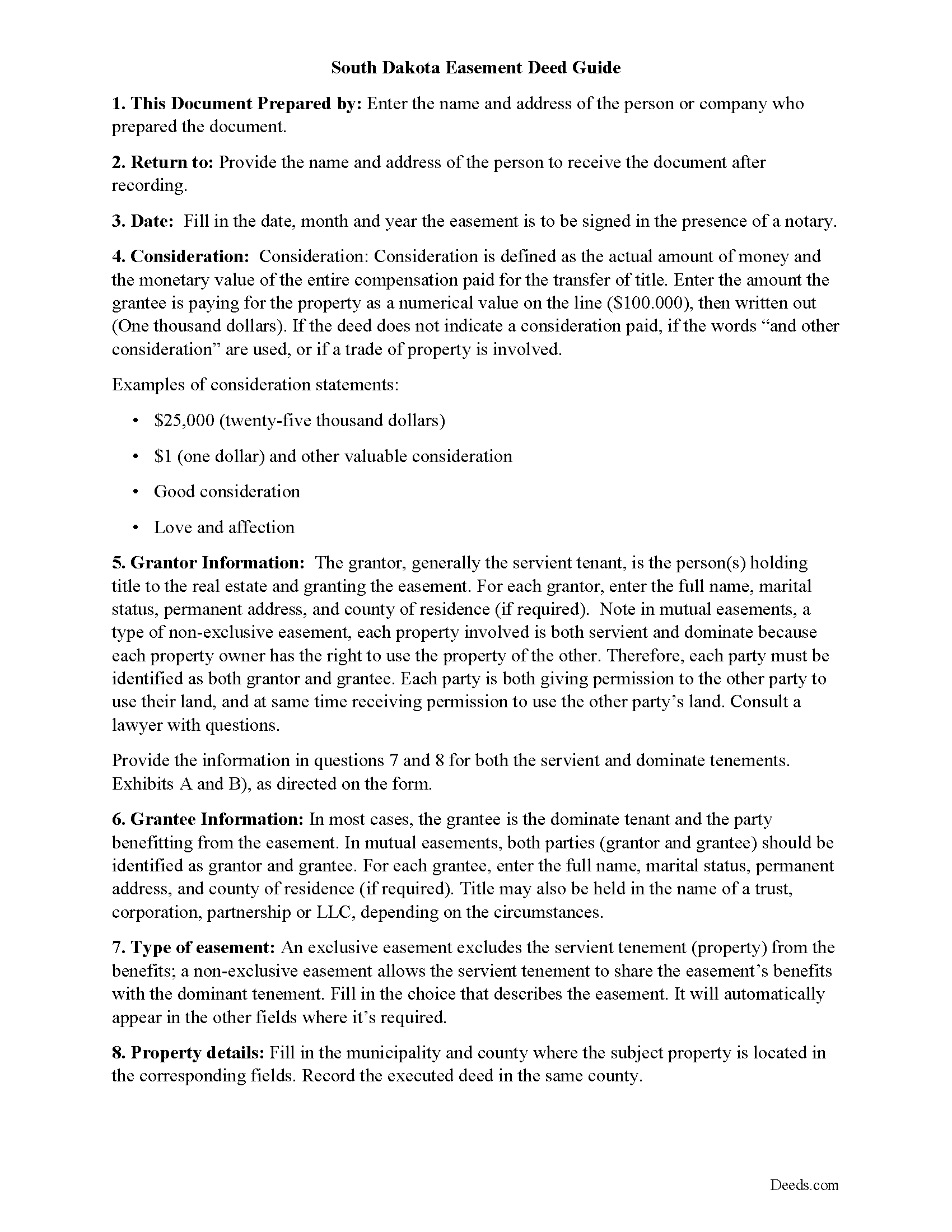 Brule County Easement Deed Guide
