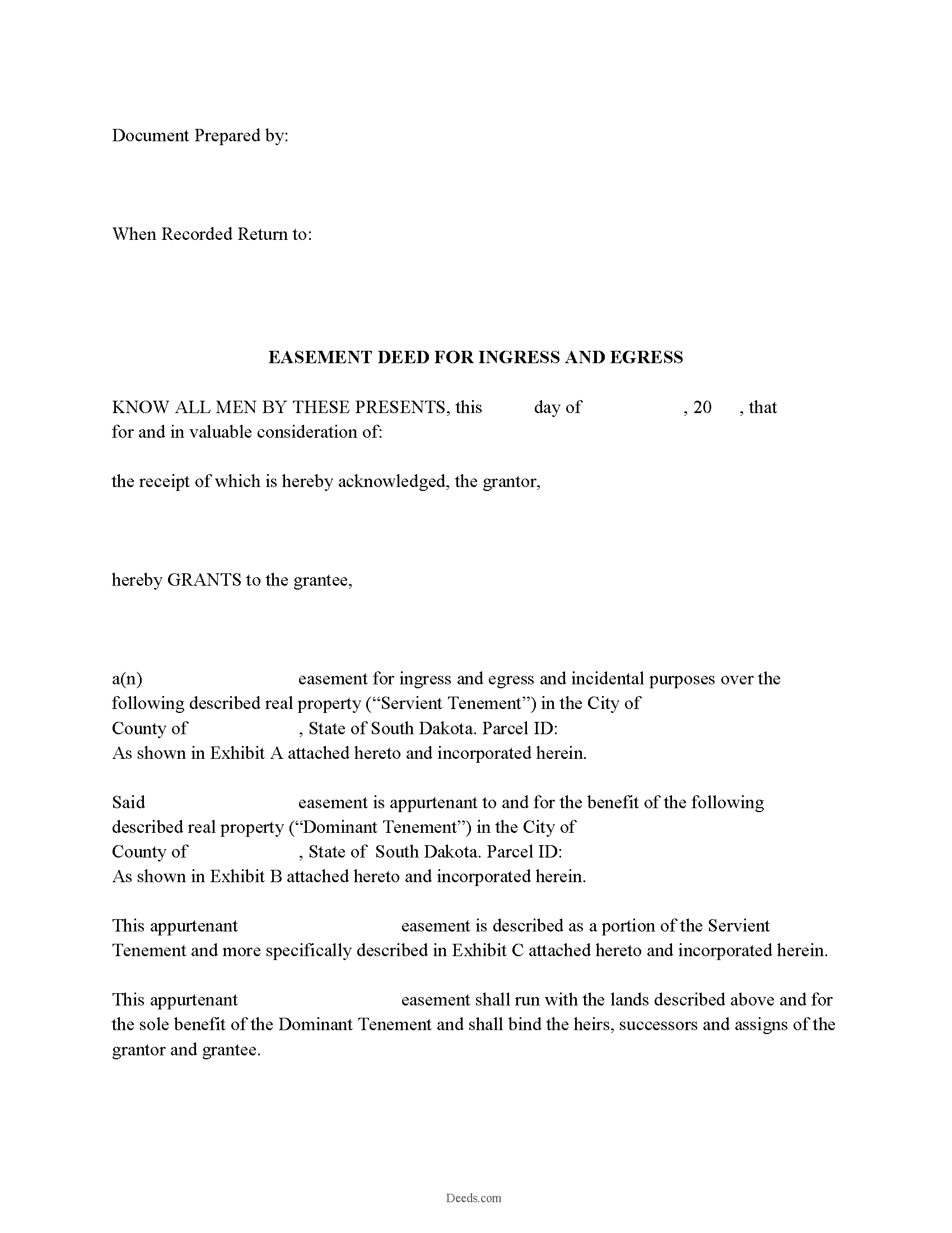 Brule County Easement Deed Form