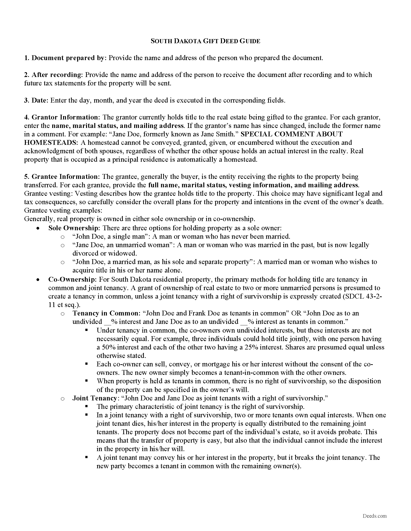 Miner County Gift Deed Guide