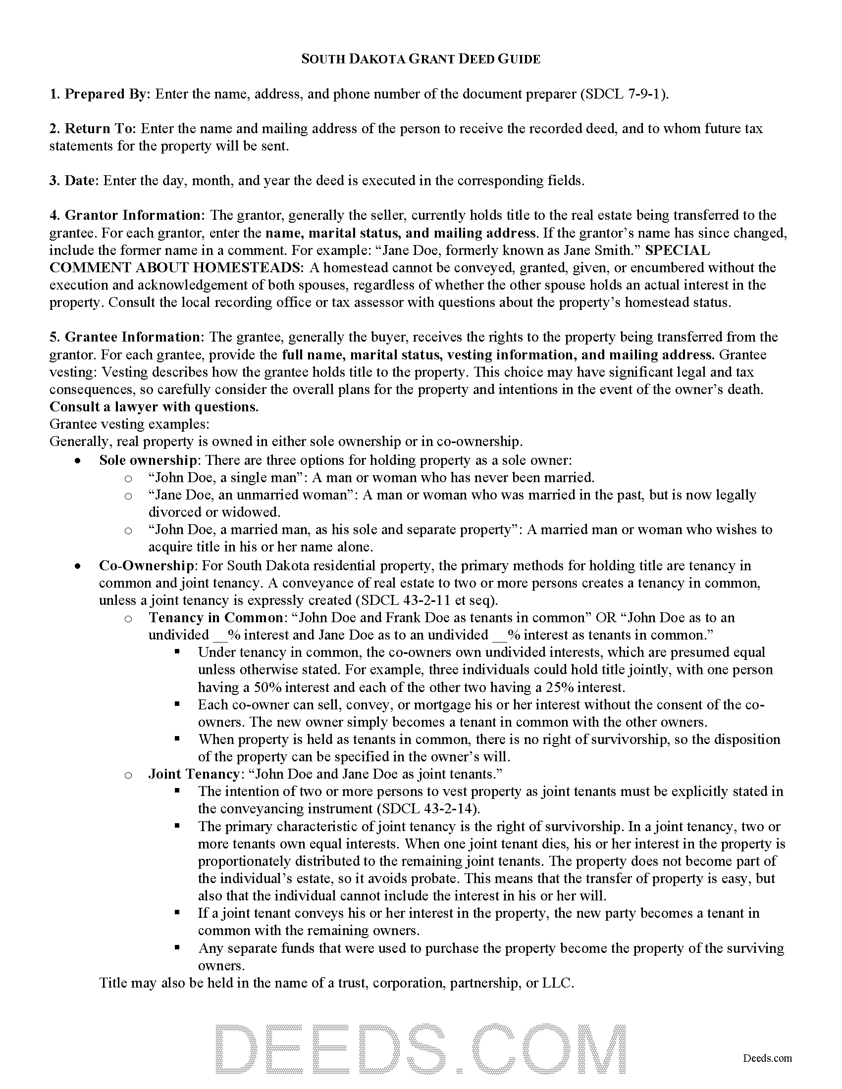 Mccook County Grant Deed Guide