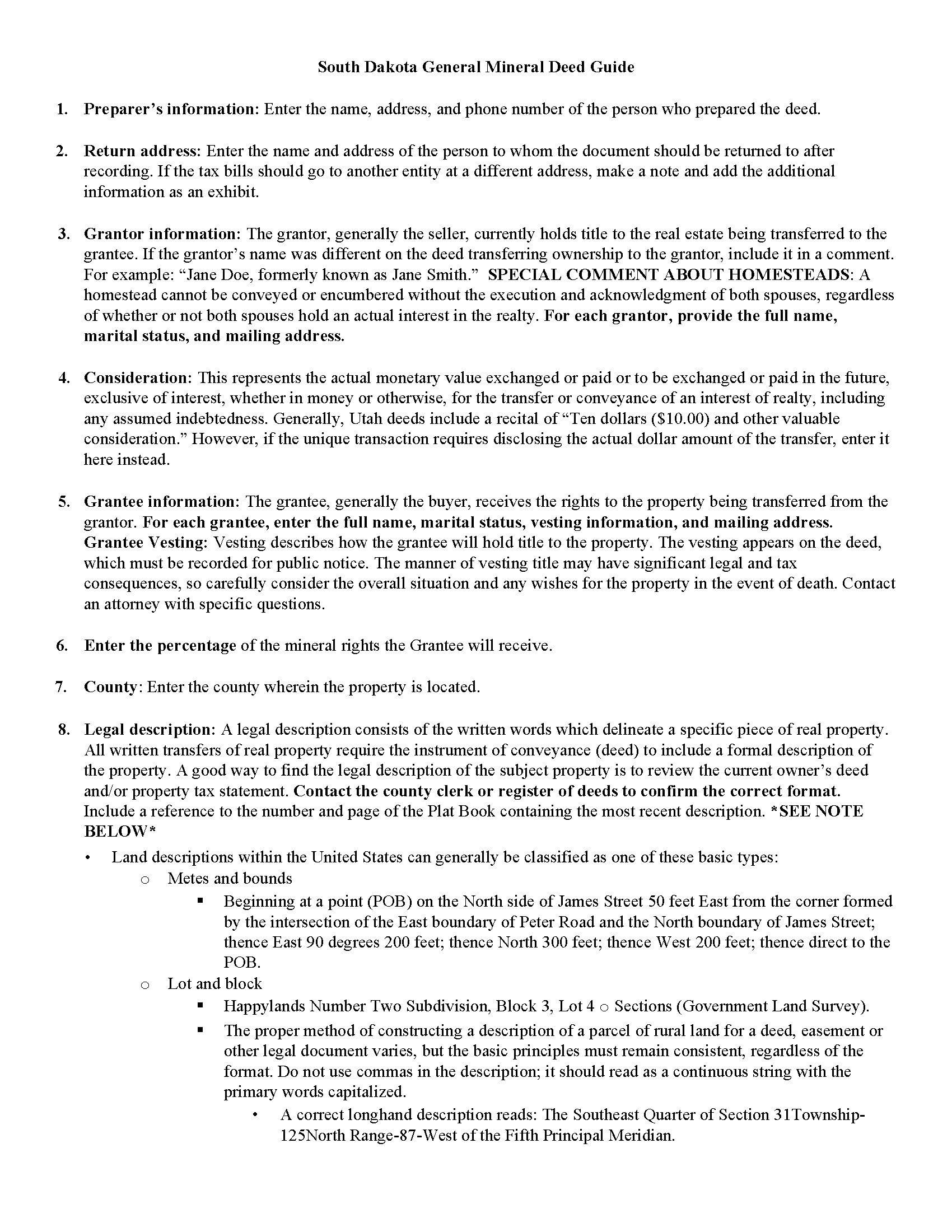Brule County Mineral Deed Guide