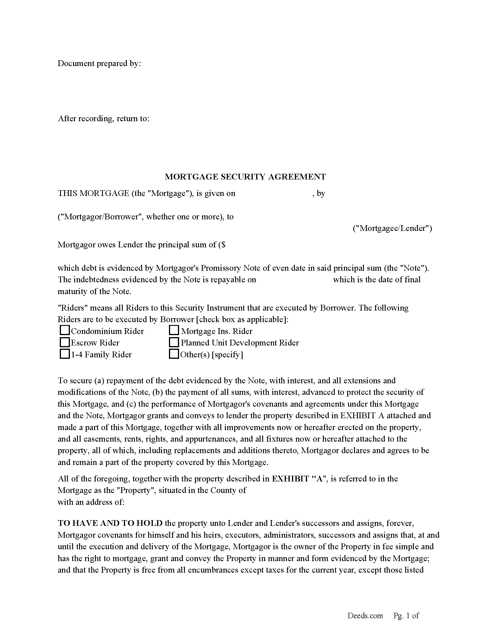 Lincoln County Mortgage Form