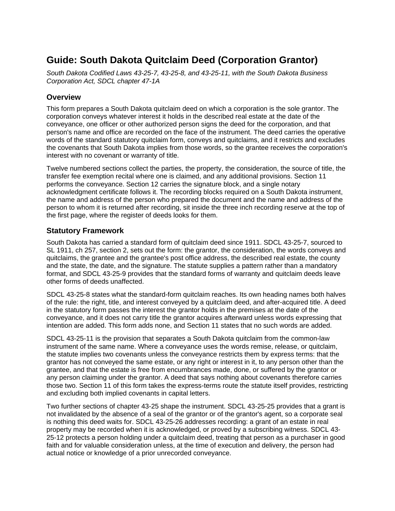 Hyde County Quitclaim Deed (Corporation Grantor) Guide