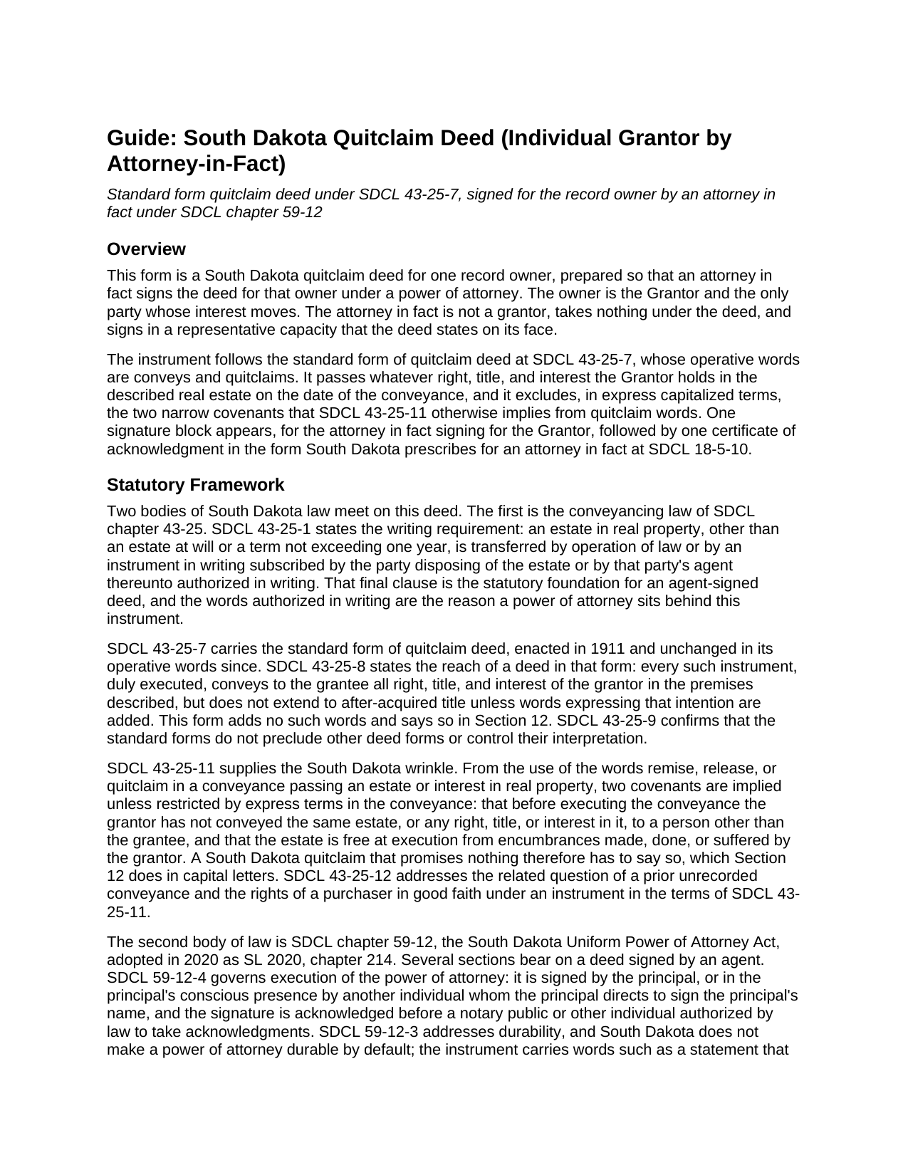 Meade County Quitclaim Deed (Individual Grantor by Attorney-in-Fact) Guide