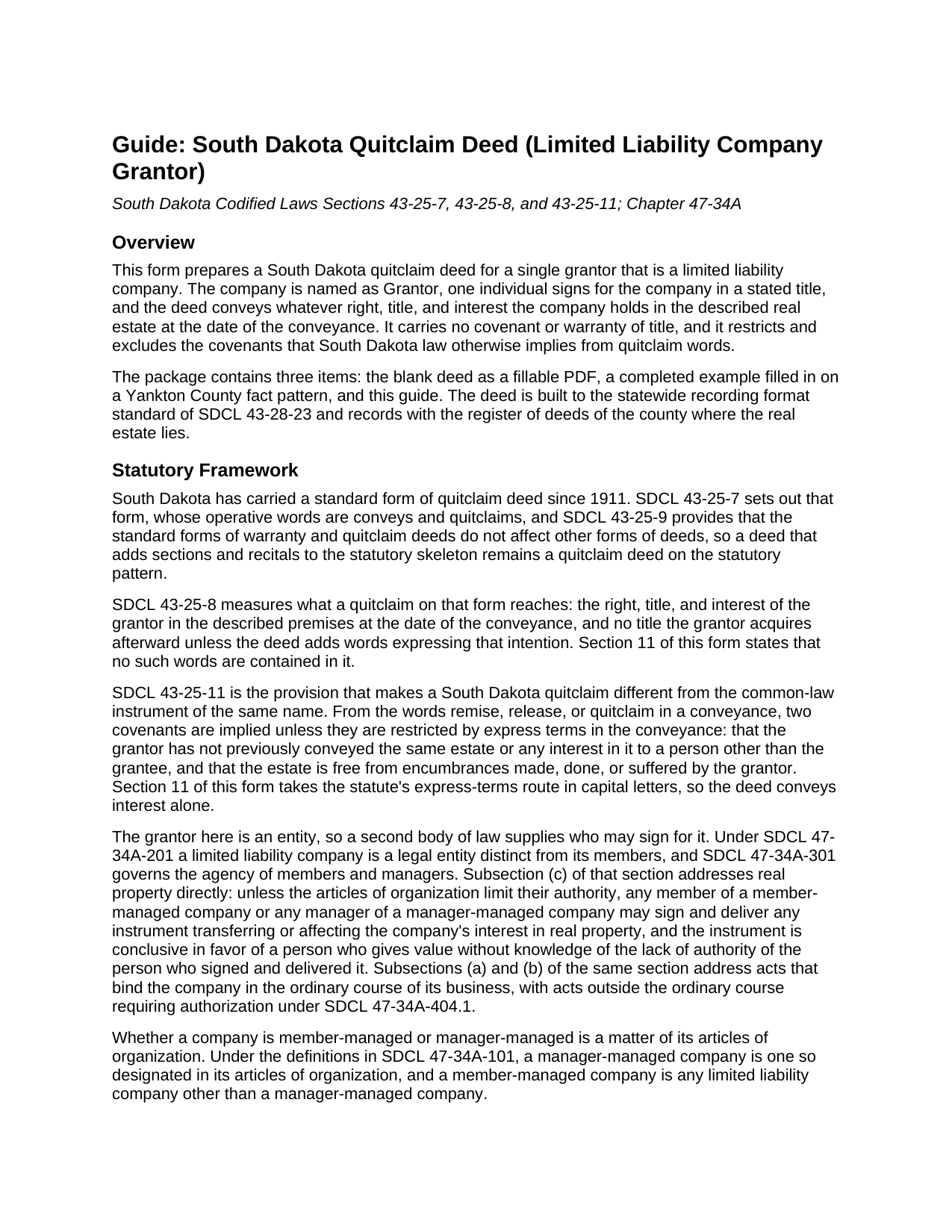 Lincoln County Quitclaim Deed (LLC Grantor) Guide