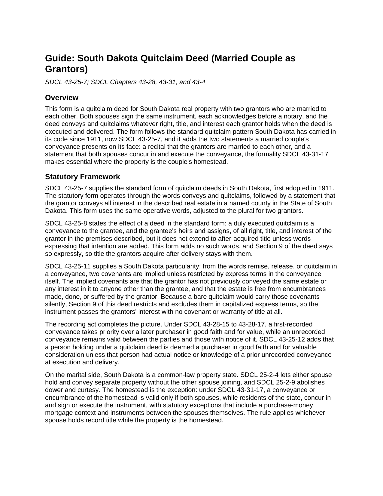 Custer County Quitclaim Deed (Married Couple as Grantors) Guide