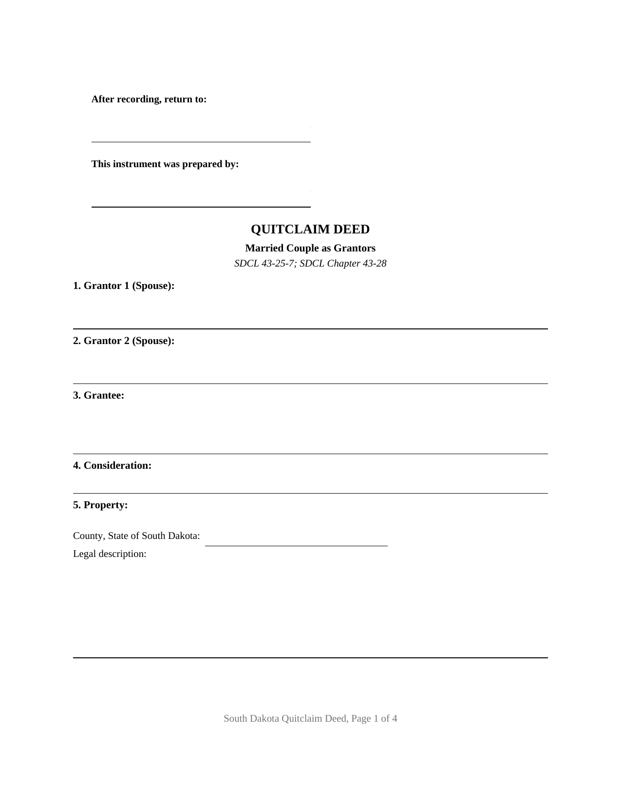 Custer County Quitclaim Deed (Married Couple as Grantors) Form