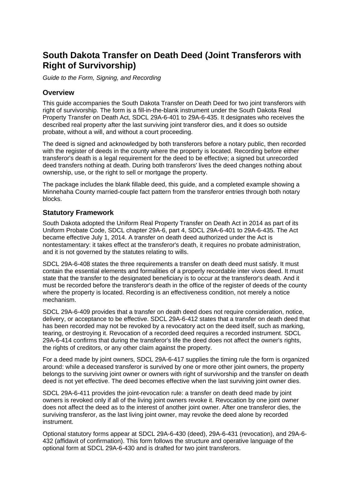 Grant County Transfer on Death Deed (Joint Transferors with Right of Survivorship) Guide