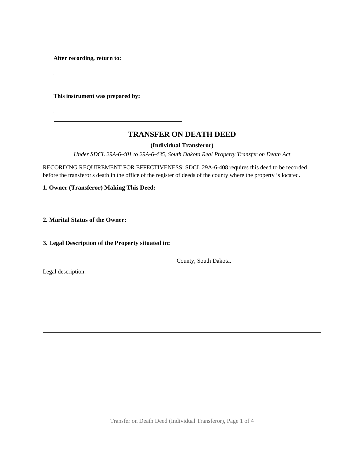 Mccook County Transfer on Death Deed Form