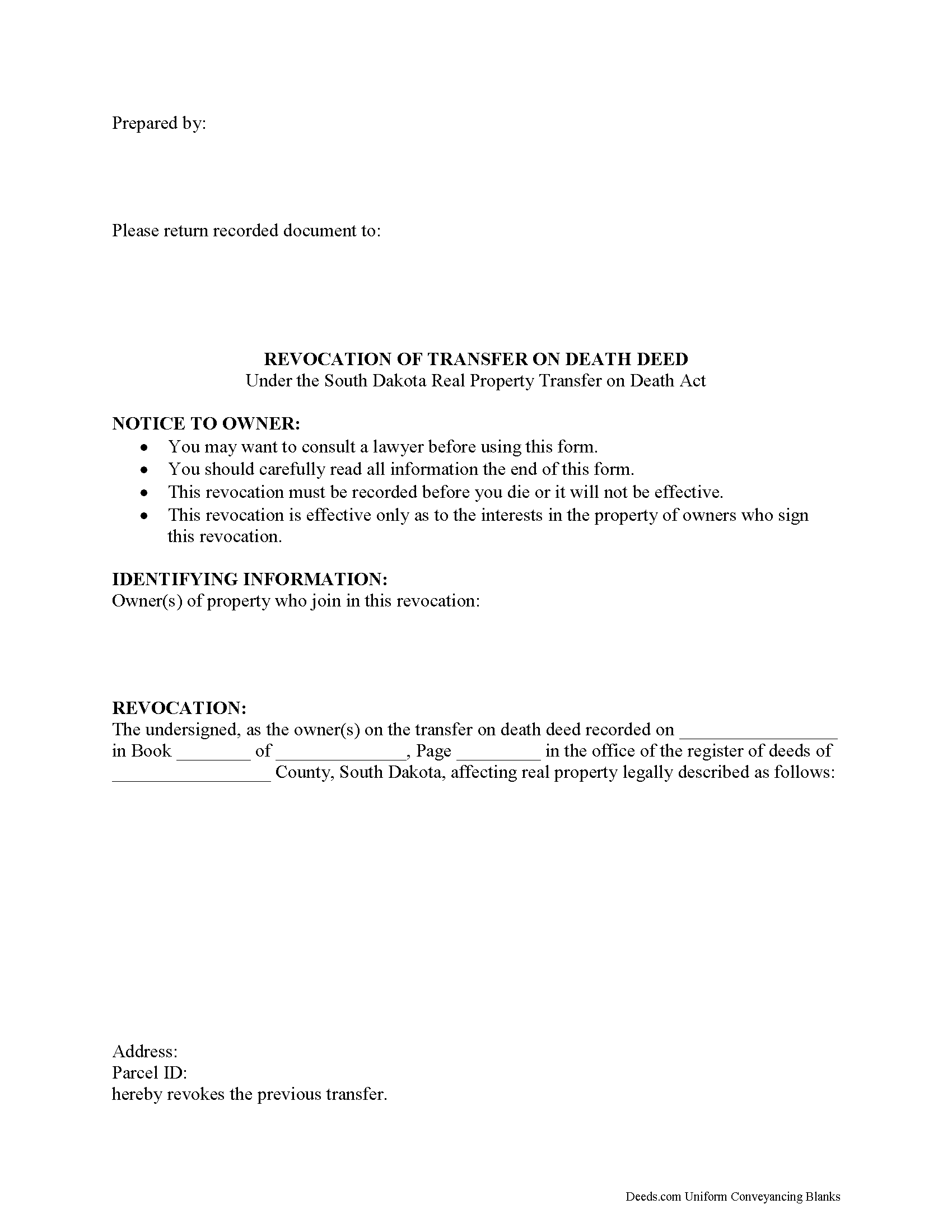 Campbell County Transfer on Death Revocation Form