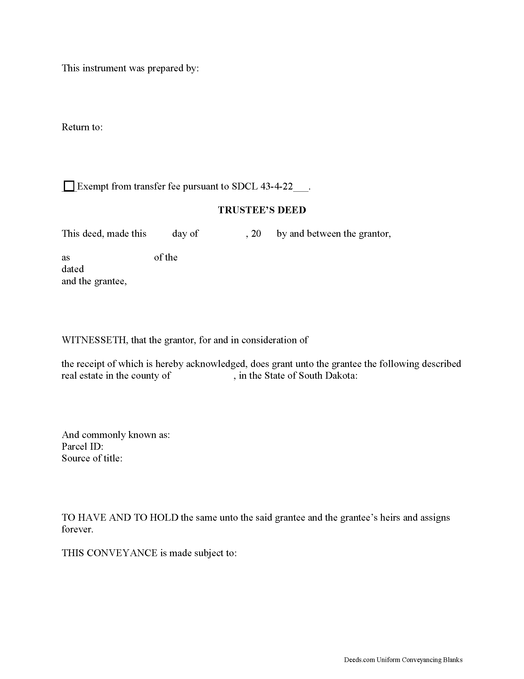 Trustee Deed Form