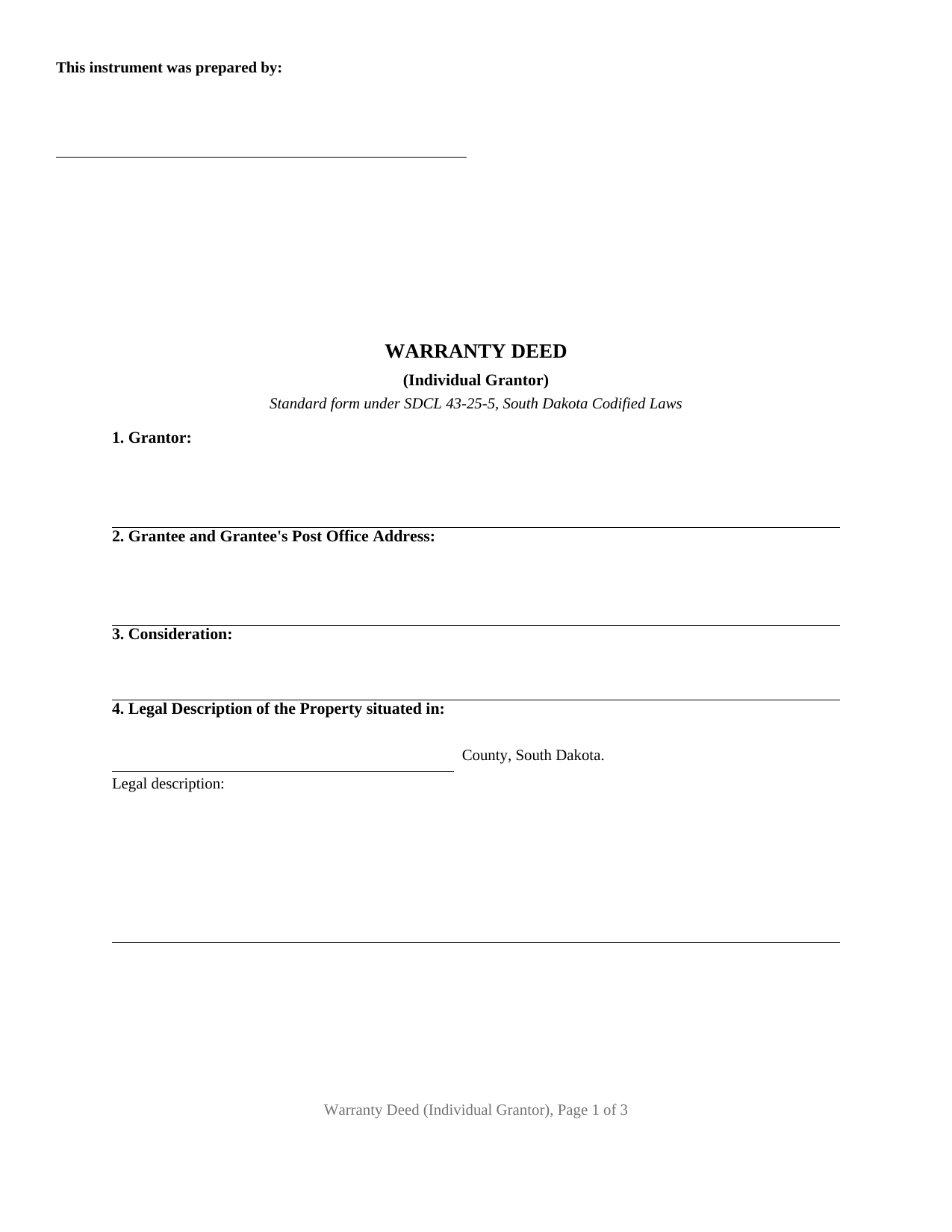 Harding County Warranty Deed Form