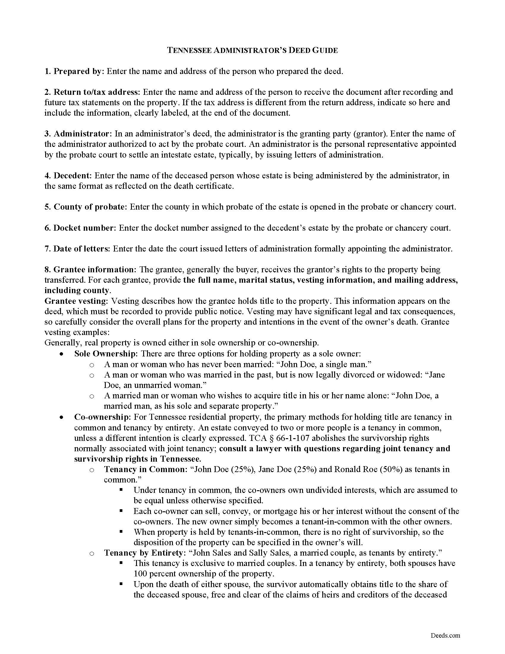 Hancock County Administrator Deed Guide
