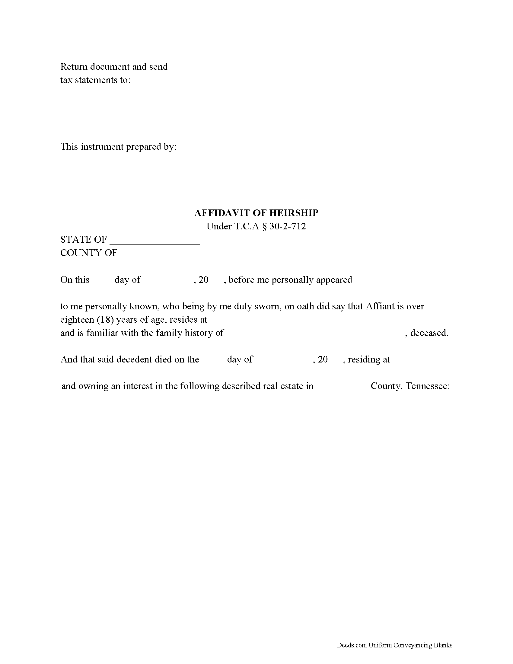 Affidavit of Heirship Form