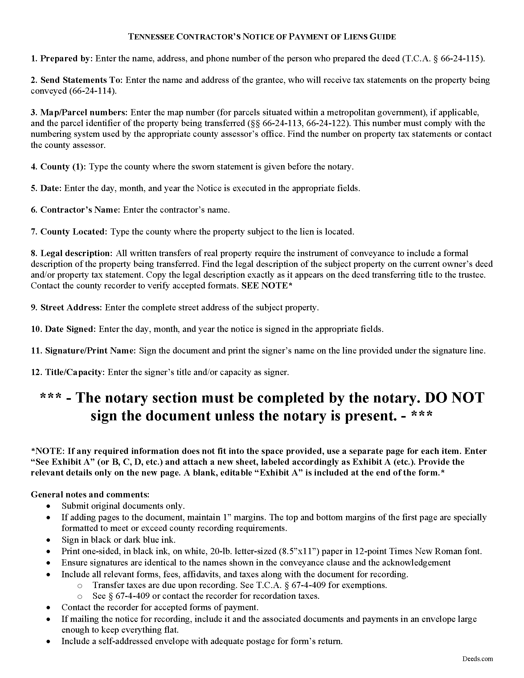Haywood County Contractor Notice of All Liens Paid Guide