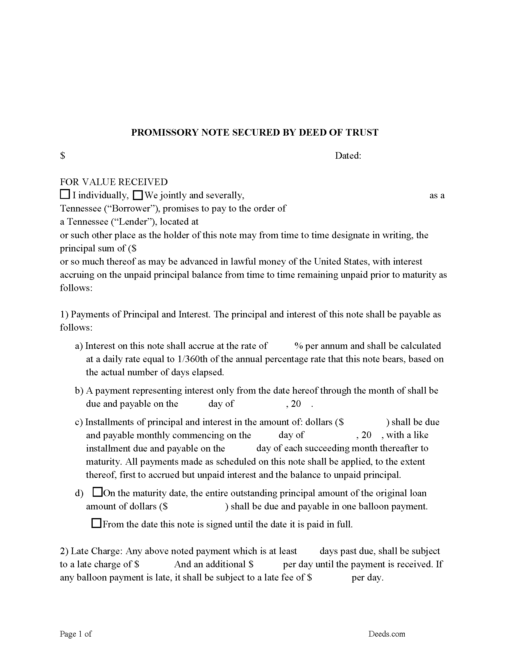 Promissory Note Form