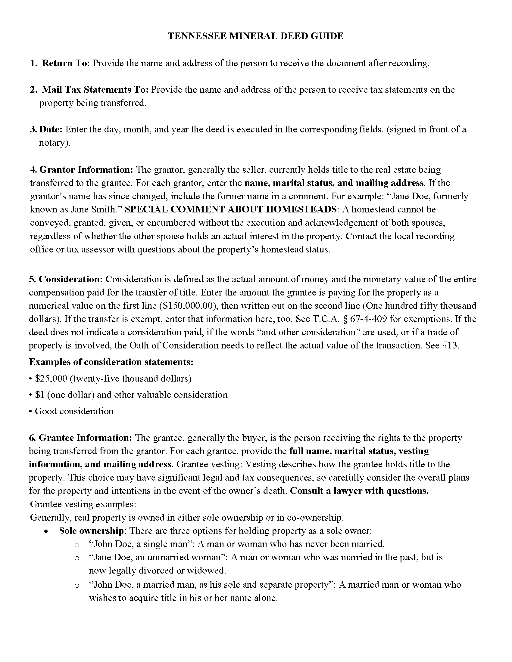 Bledsoe County Mineral Deed with Quitclaim Covenants Guide
