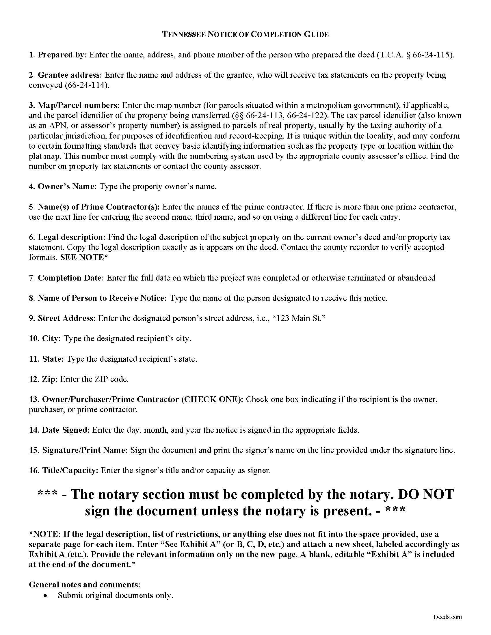 Hancock County Notice of Completion Guide