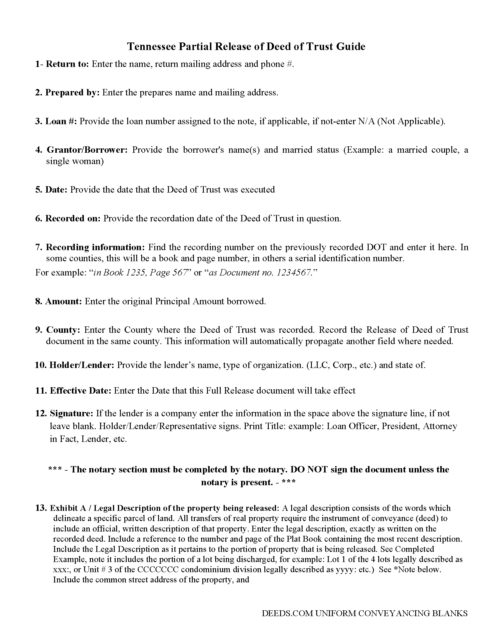 Houston County Partial Release of Deed of Trust Guide