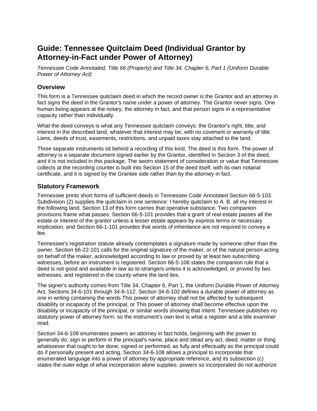 Grundy County Quitclaim Deed (Individual Grantor by Attorney-in-Fact under Power of Attorney) Guide