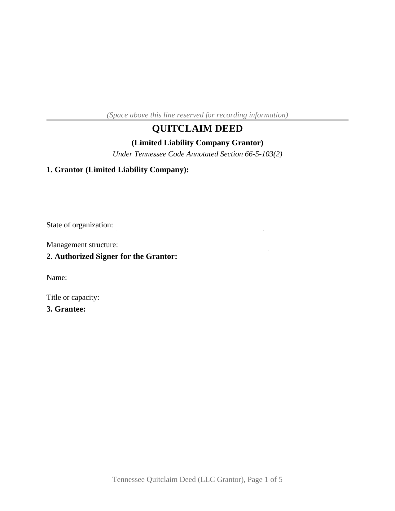 Hancock County Quitclaim Deed (LLC Grantor) Form