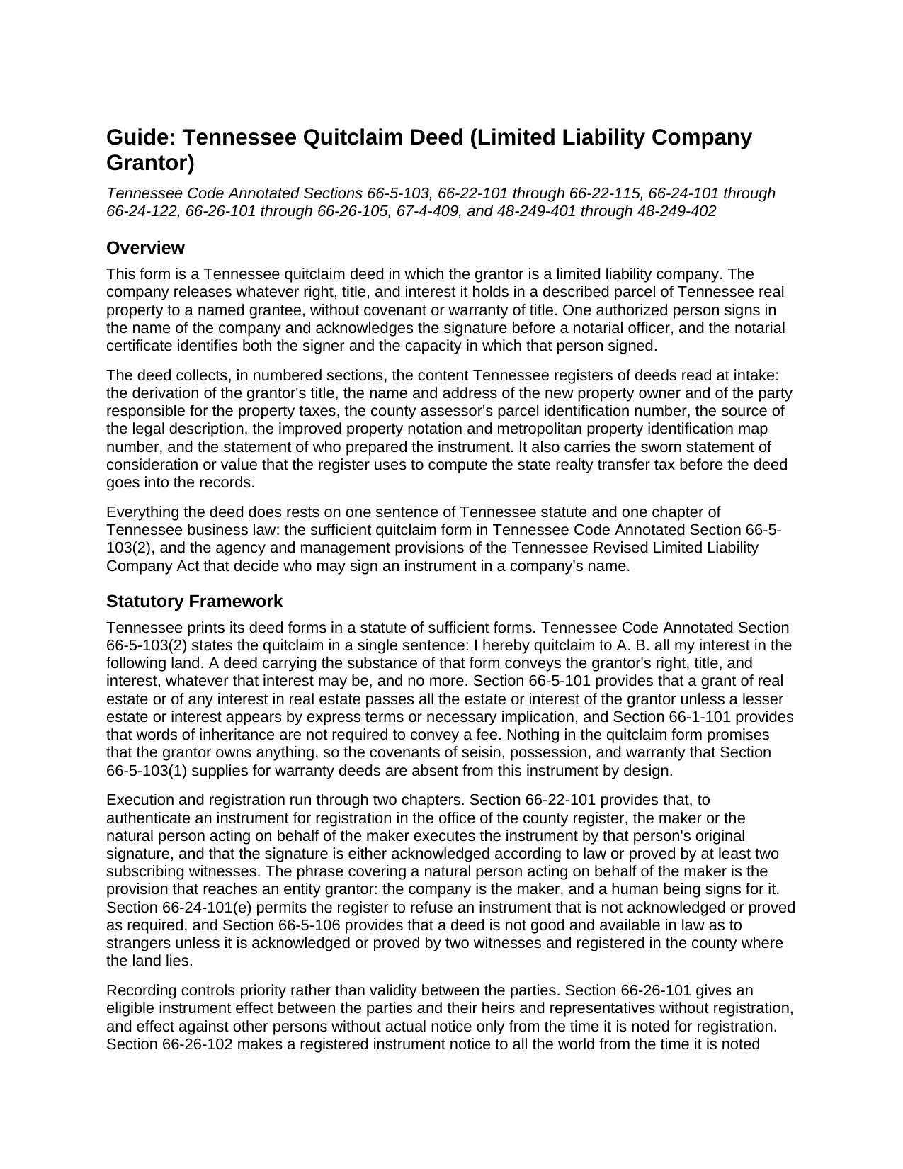 Hancock County Quitclaim Deed (LLC Grantor) Guide