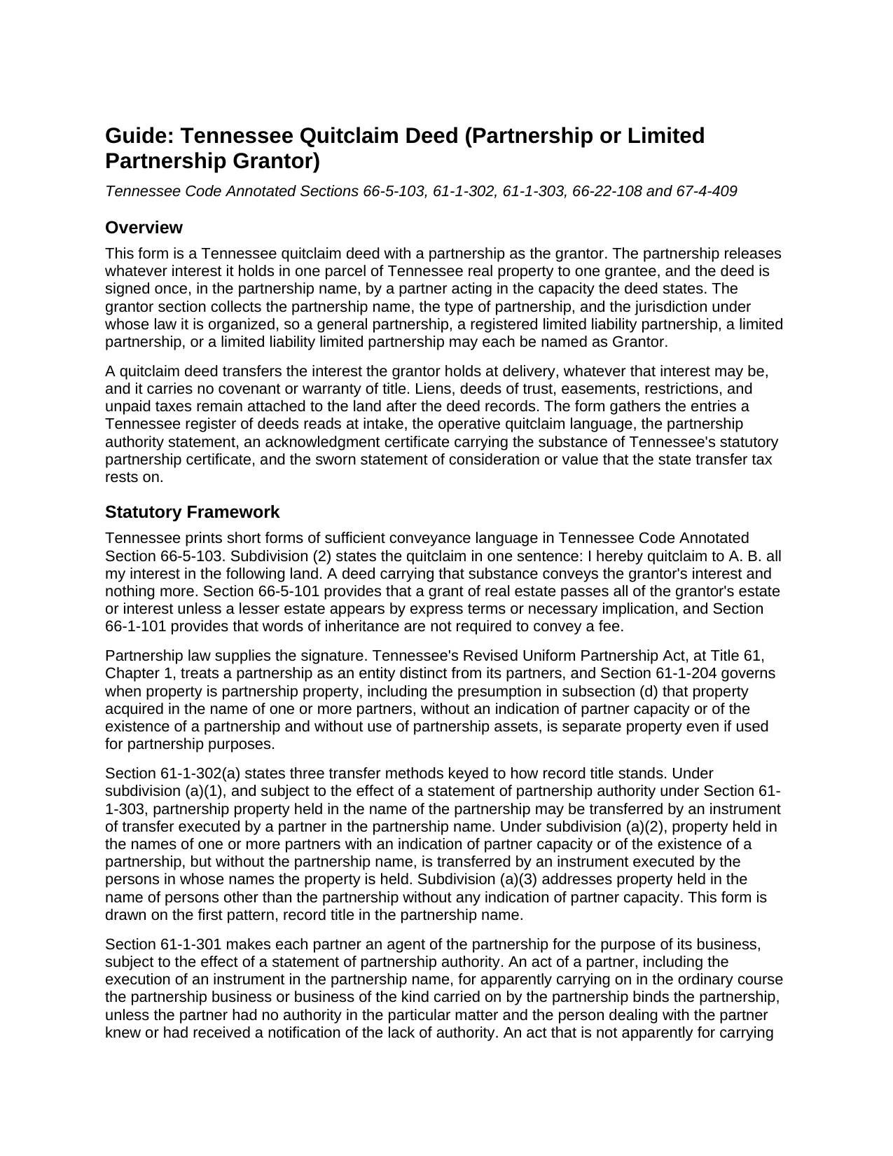Wayne County Quitclaim Deed (Partnership or Limited Partnership Grantor) Guide