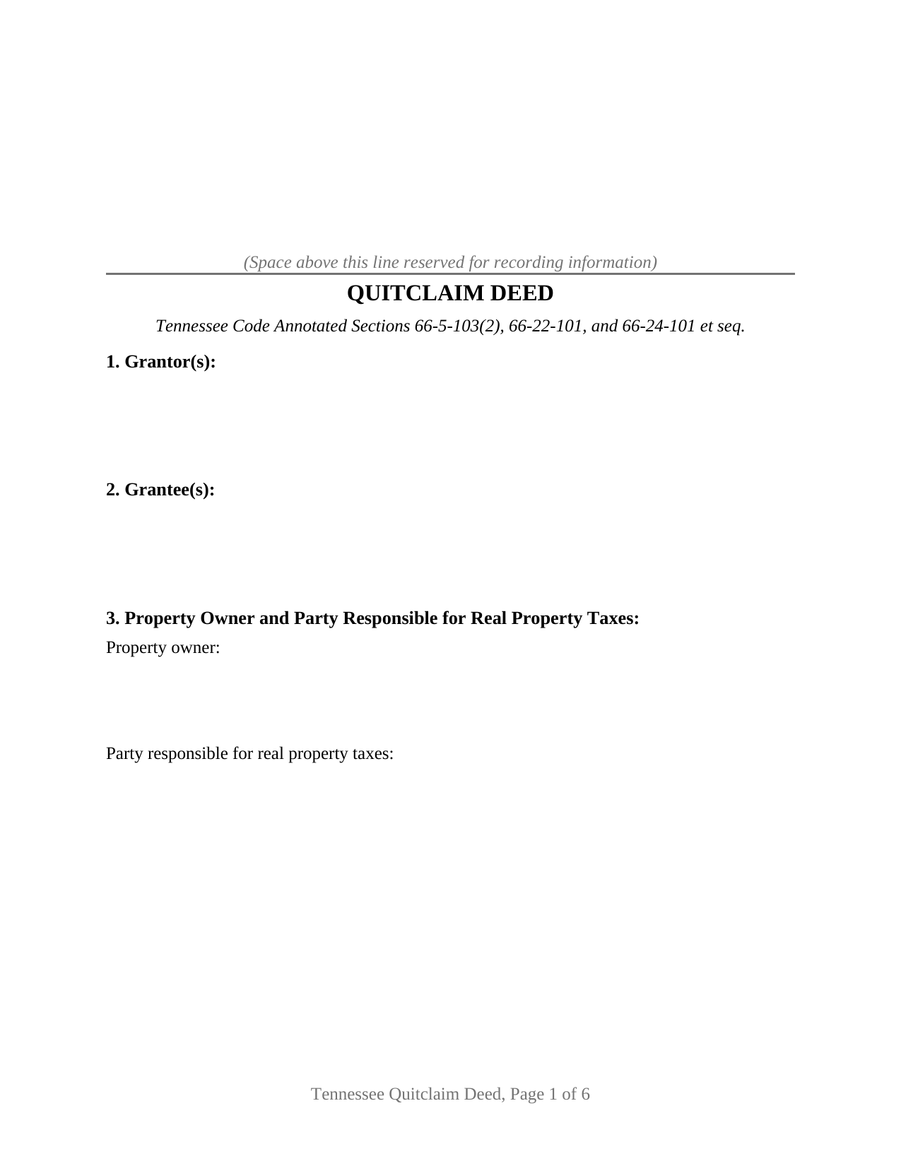 Putnam County Quitclaim Deed Form
