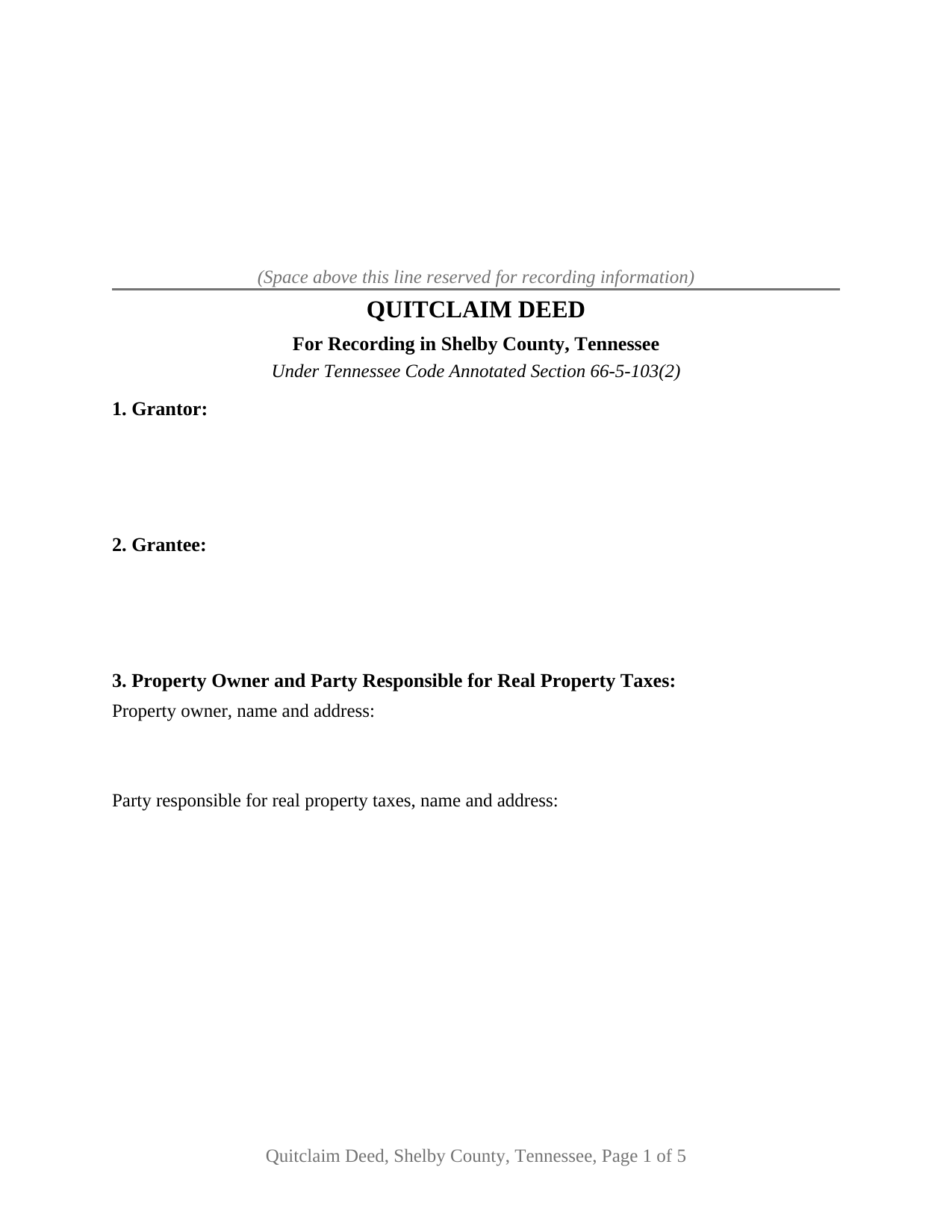 Shelby County Shelby County Quitclaim Deed Form