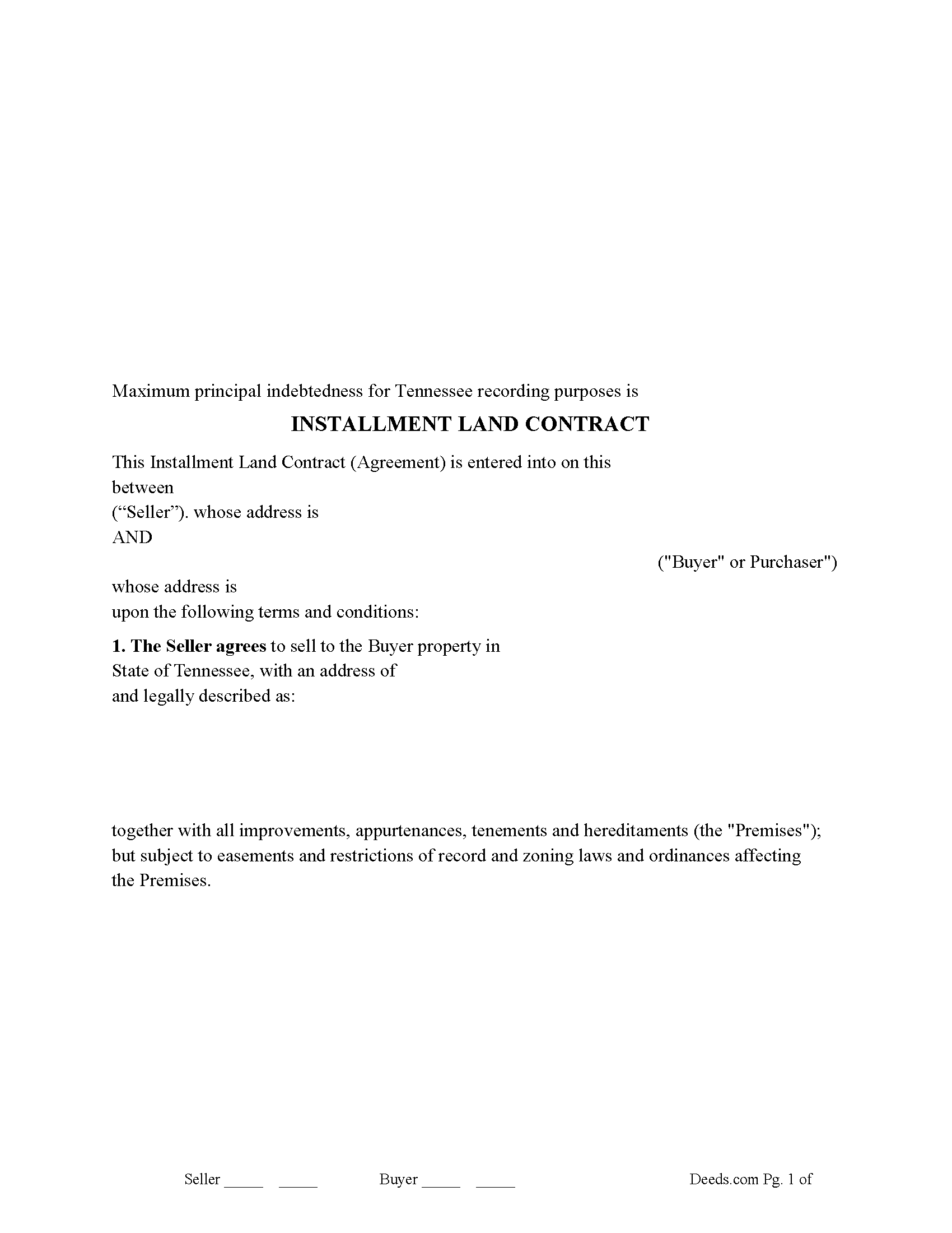 Tennessee Installment Land Contract