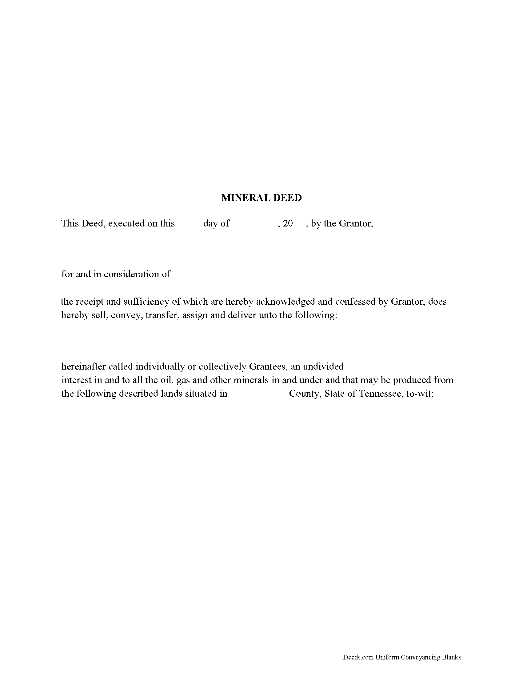 Tennessee Mineral Deed Image