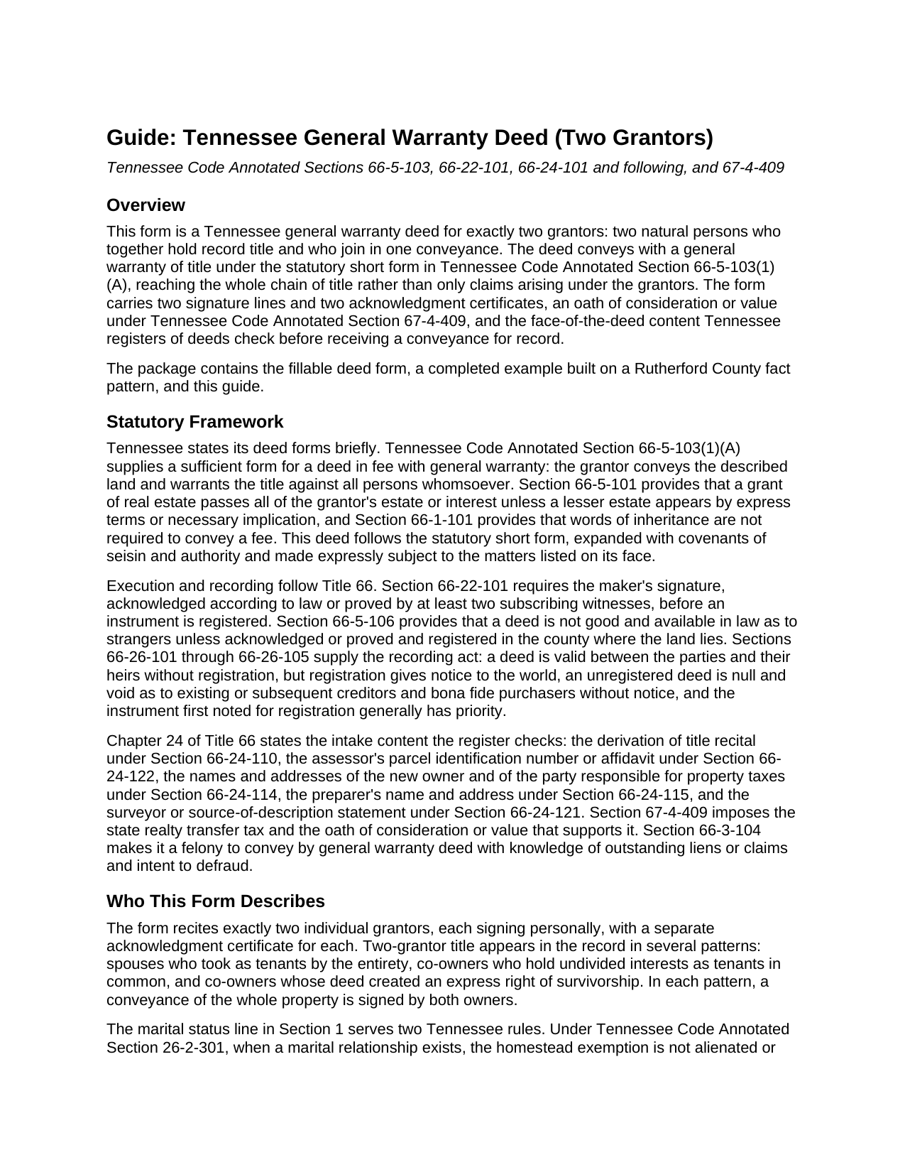 Grundy County Warranty Deed (Two Grantors) Guide