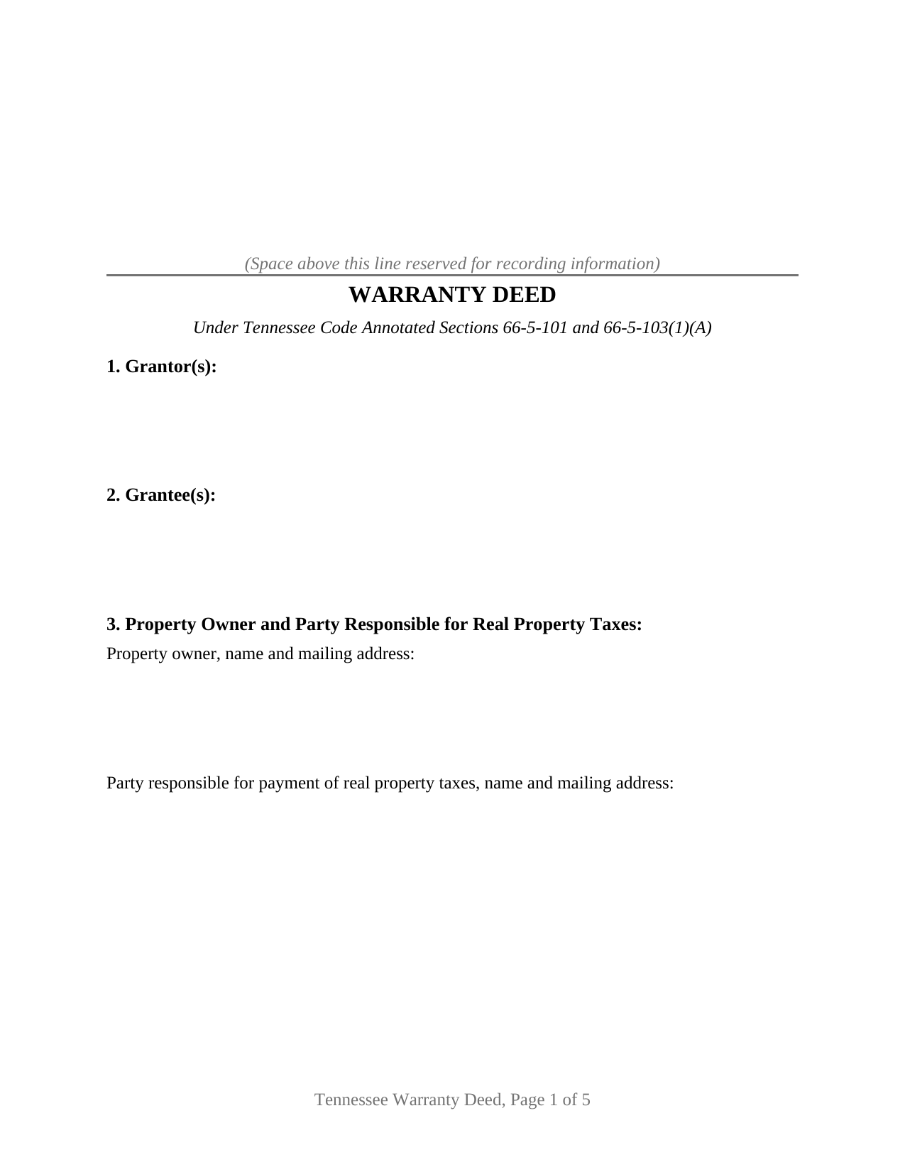 Davidson County Warranty Deed Form