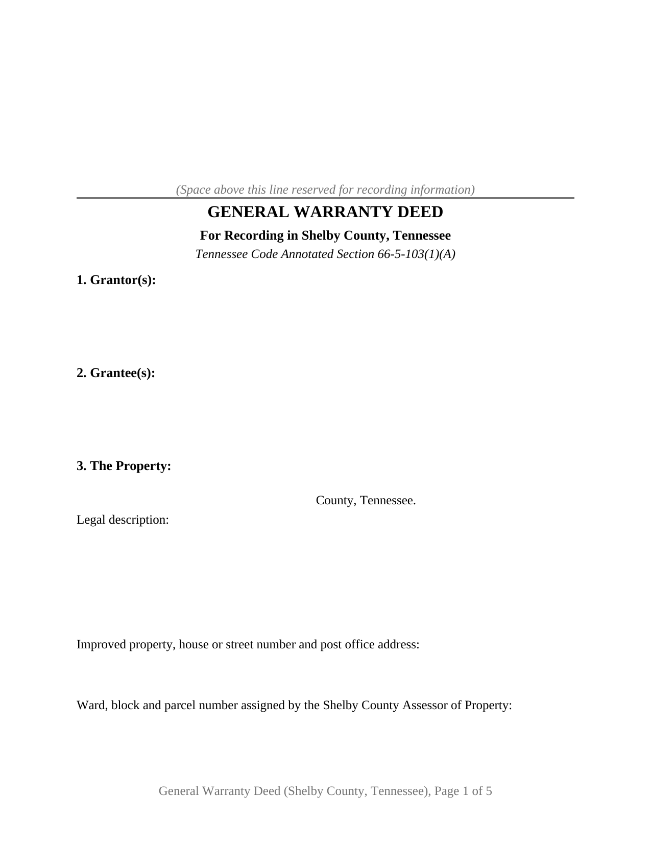 Shelby County Warranty Deed Form