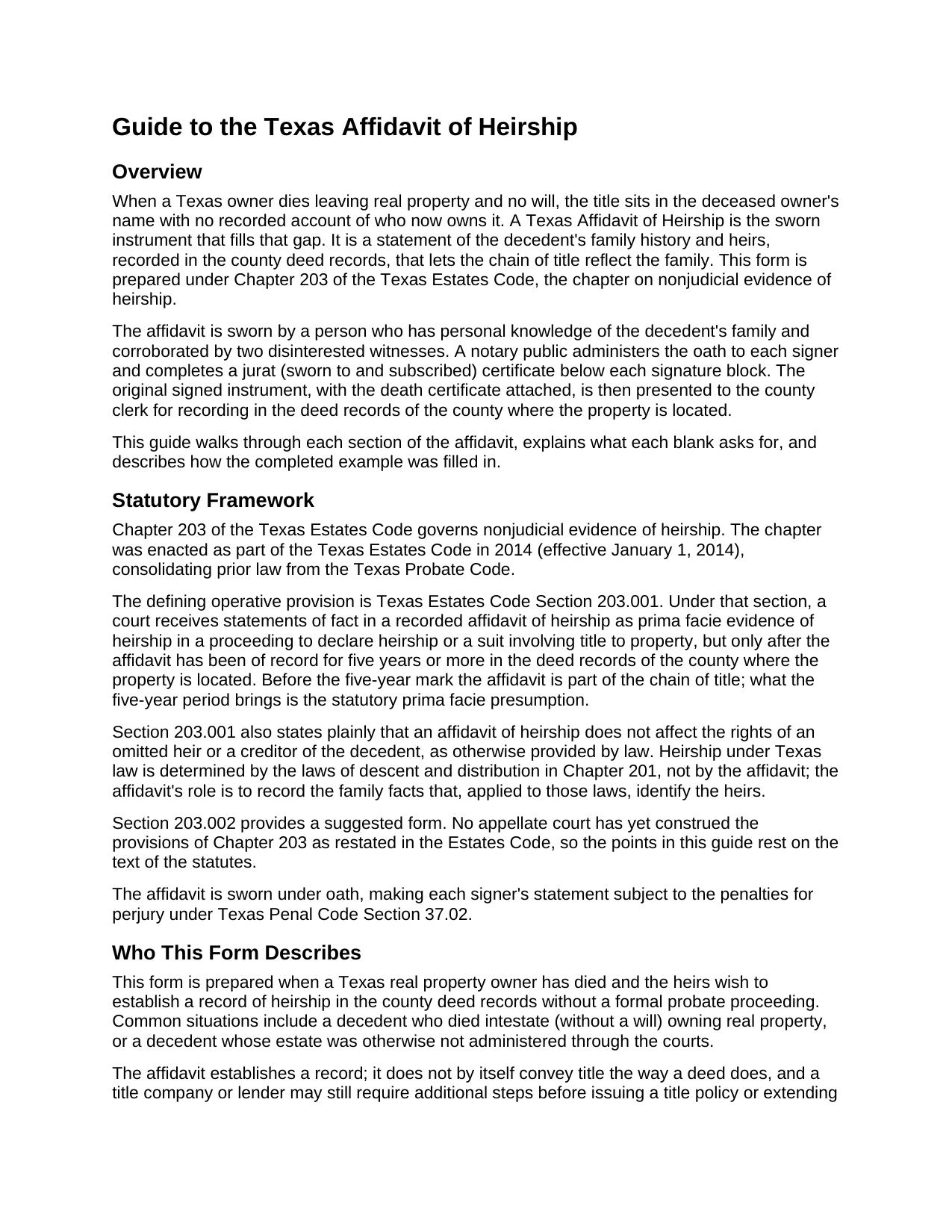 Baylor County Affidavit of Heirship Guide