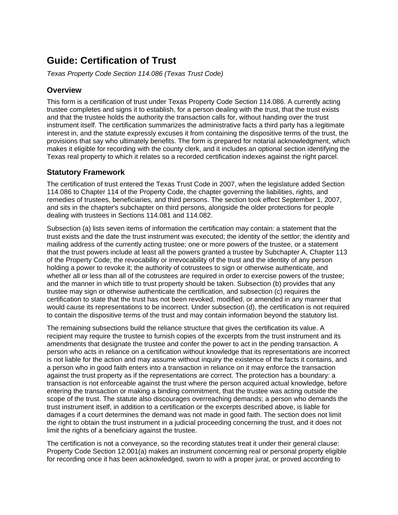 Delta County Certification of Trust Guide