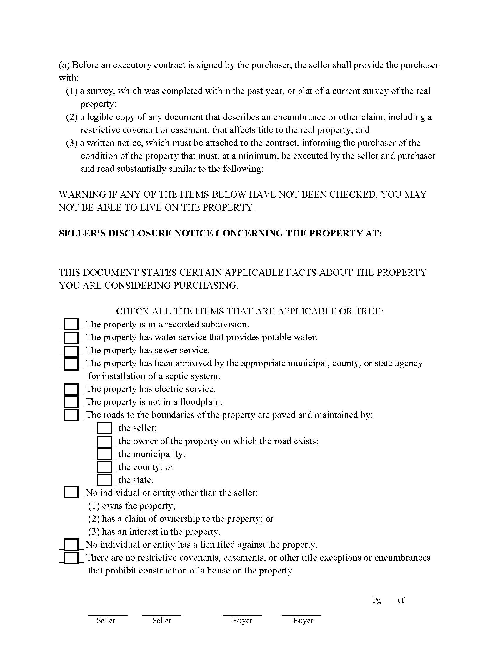 Freestone County Property Disclosure Form