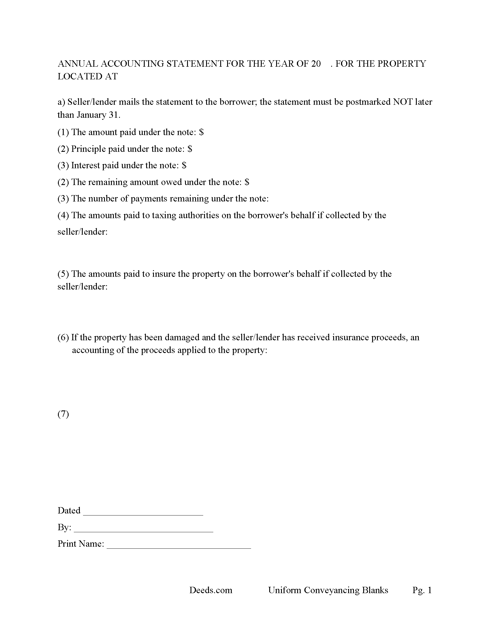 Annual Accounting Statement Form