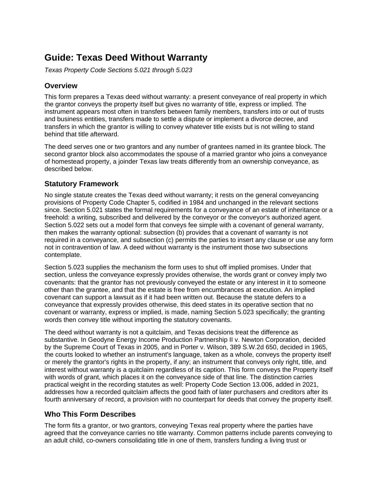 Red River County Deed Without Warranty Guide