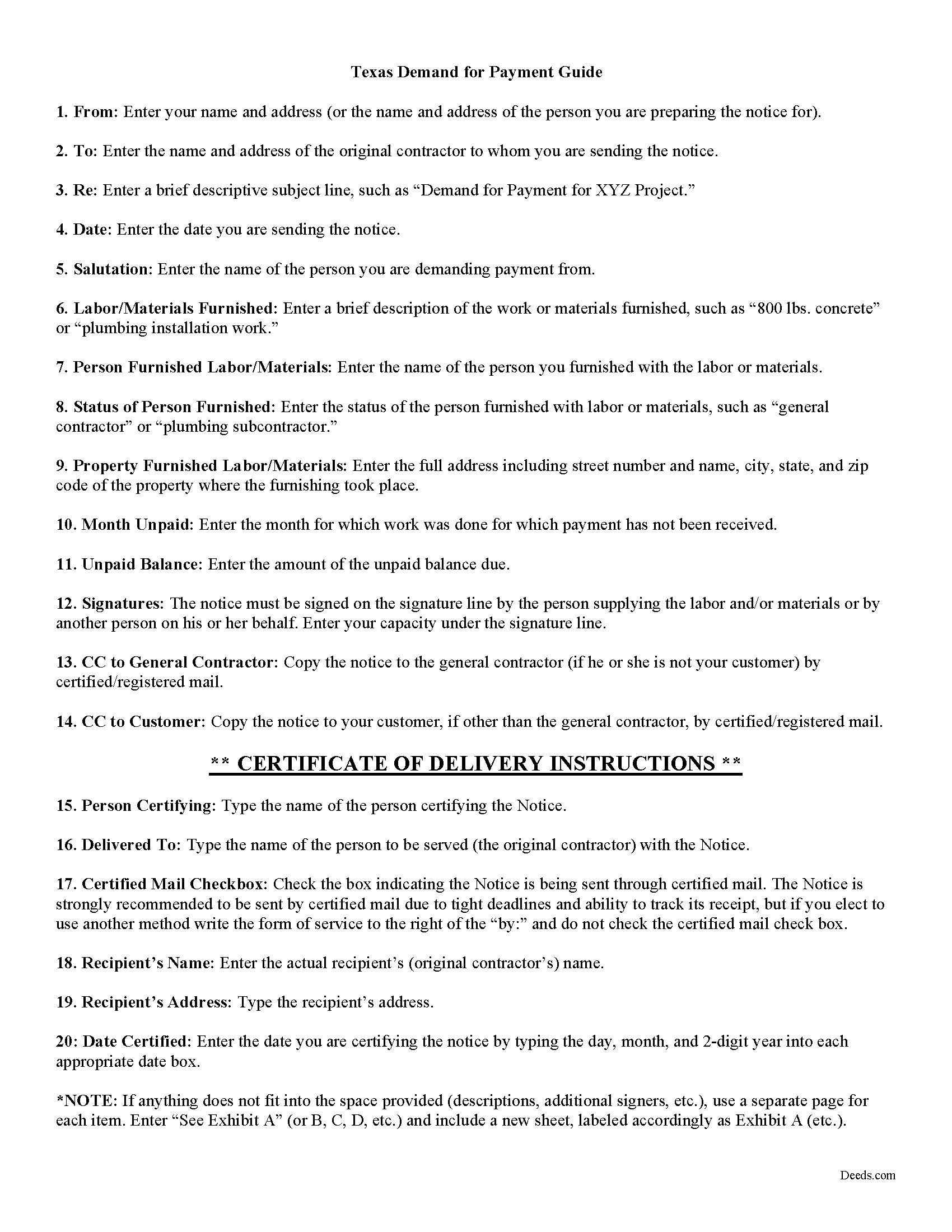 Midland County Demand for Payment Guide