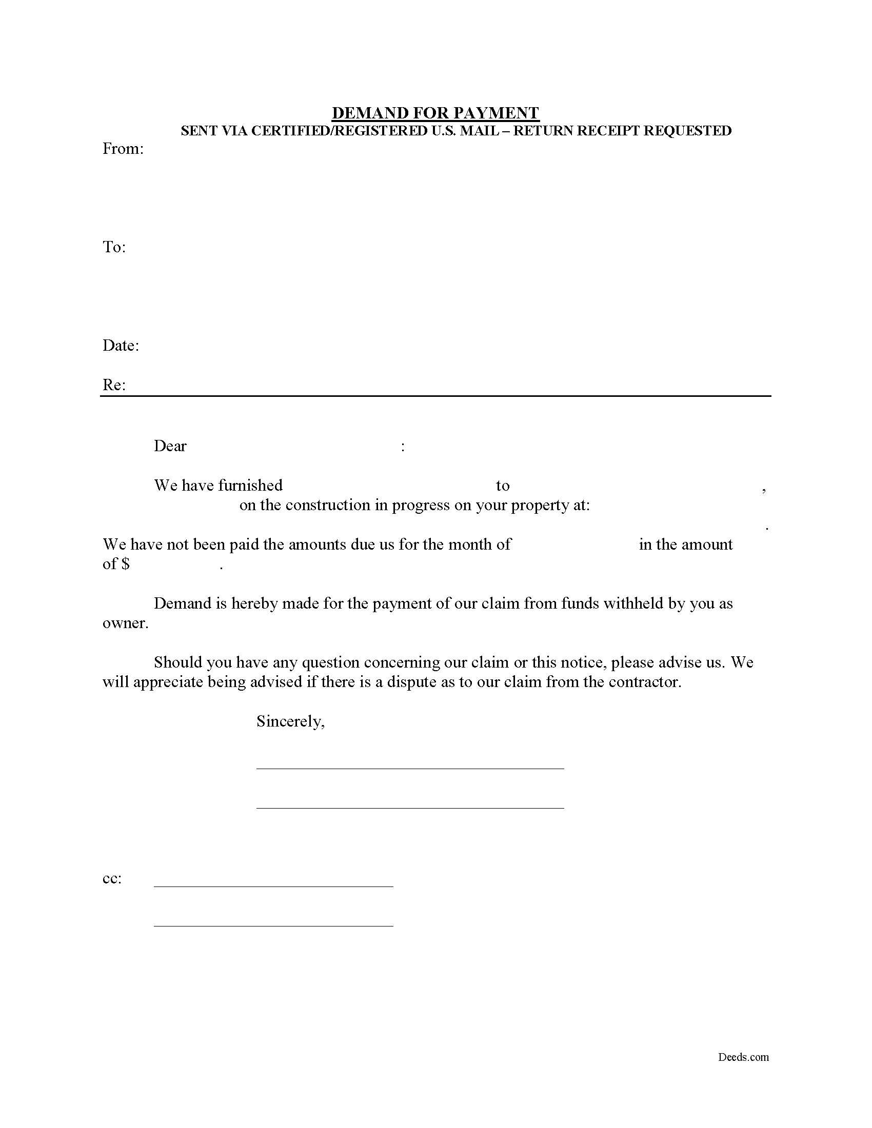 Midland County Demand for Payment Form