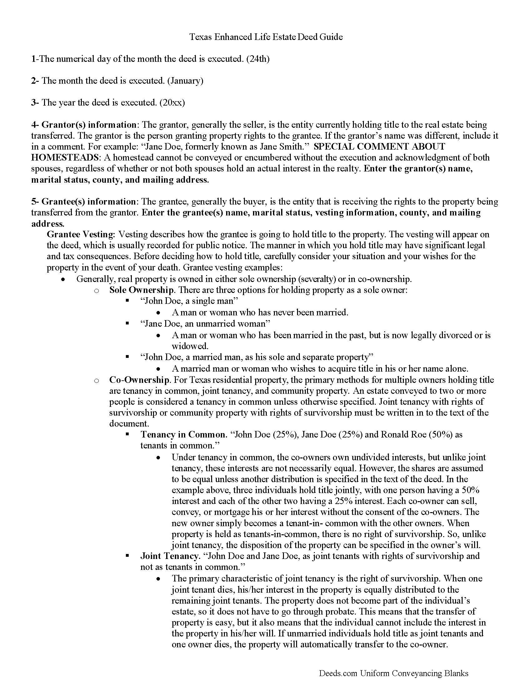 Comal County Enhanced Life Estate Guide