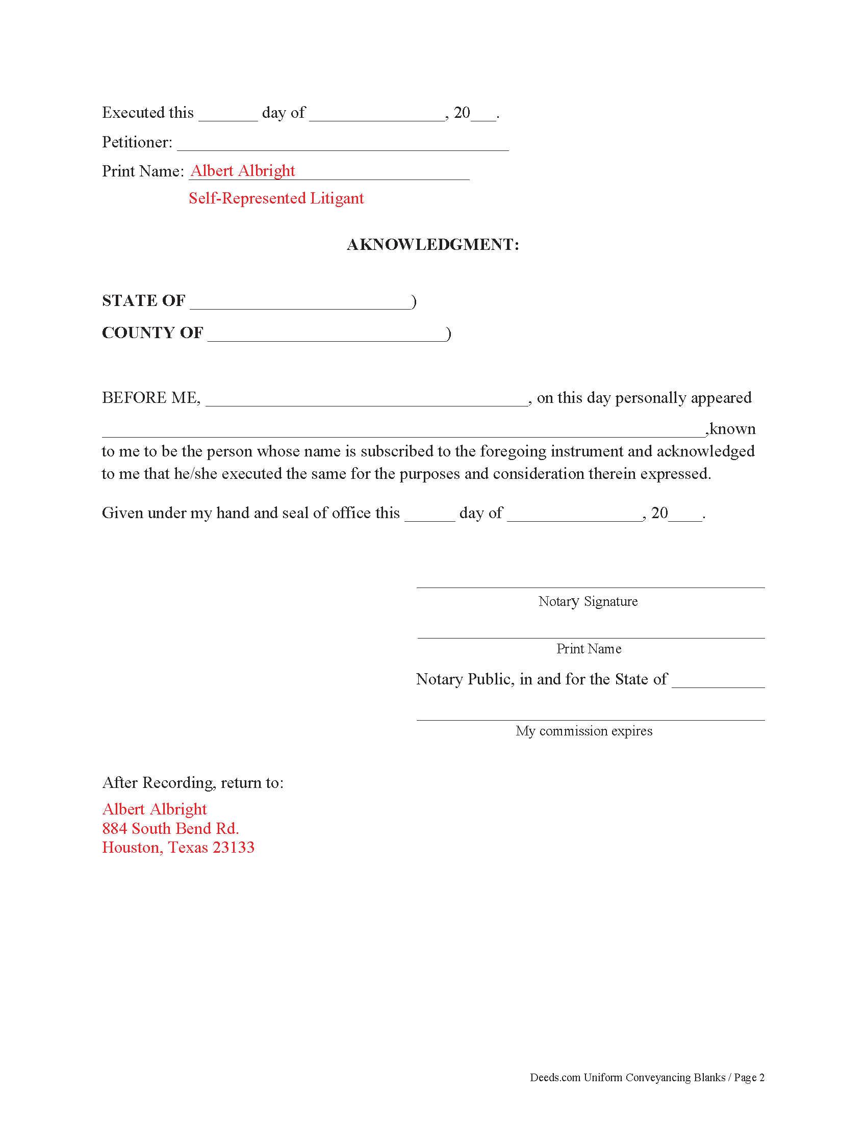 Delta County Completed Example of the Lis Pendens Release Document