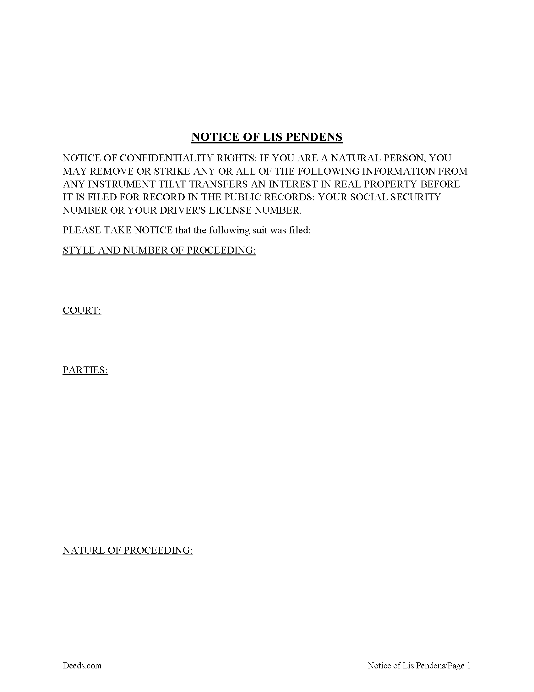 Midland County Lis Pendens Form
