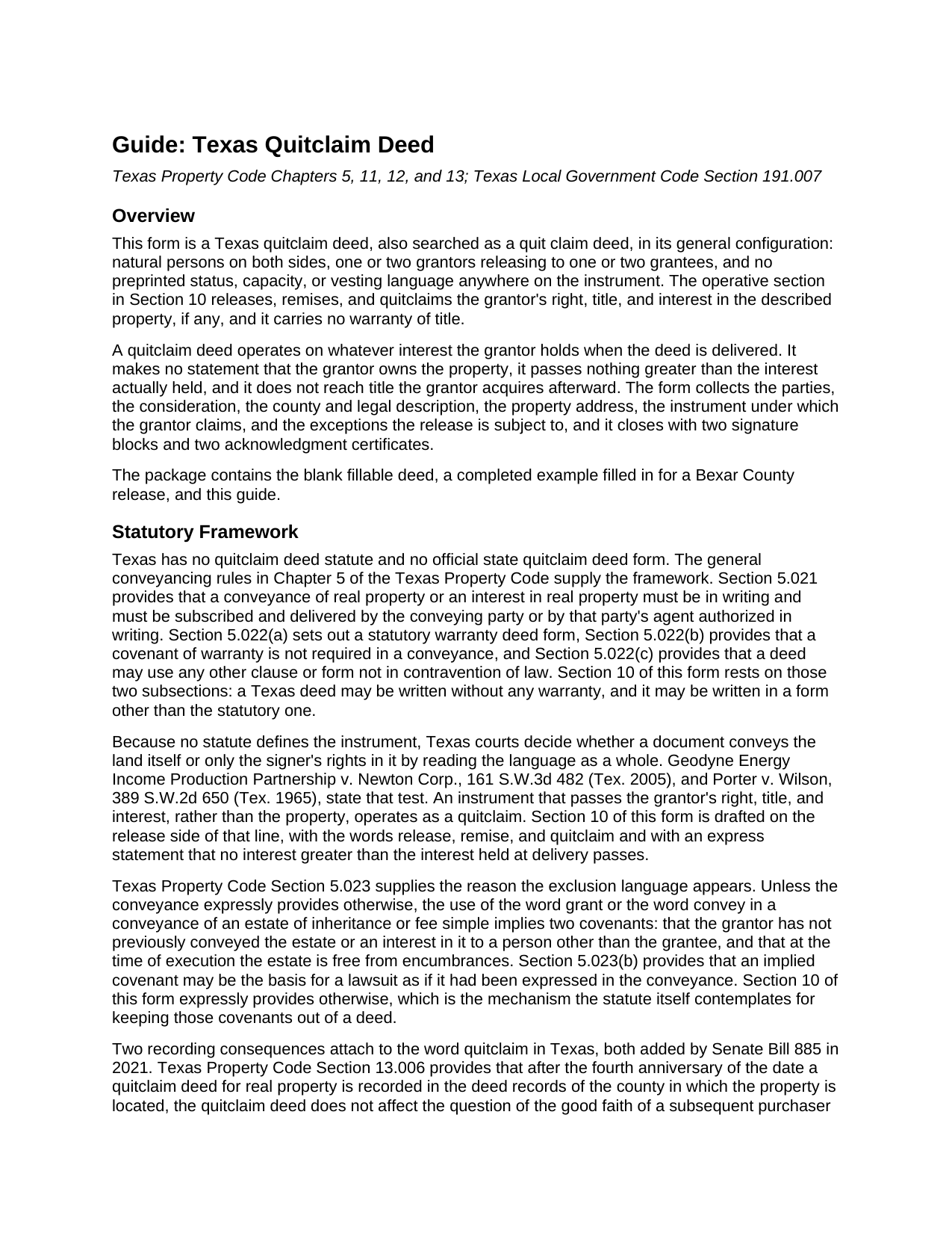 Mills County Quitclaim Deed Guide