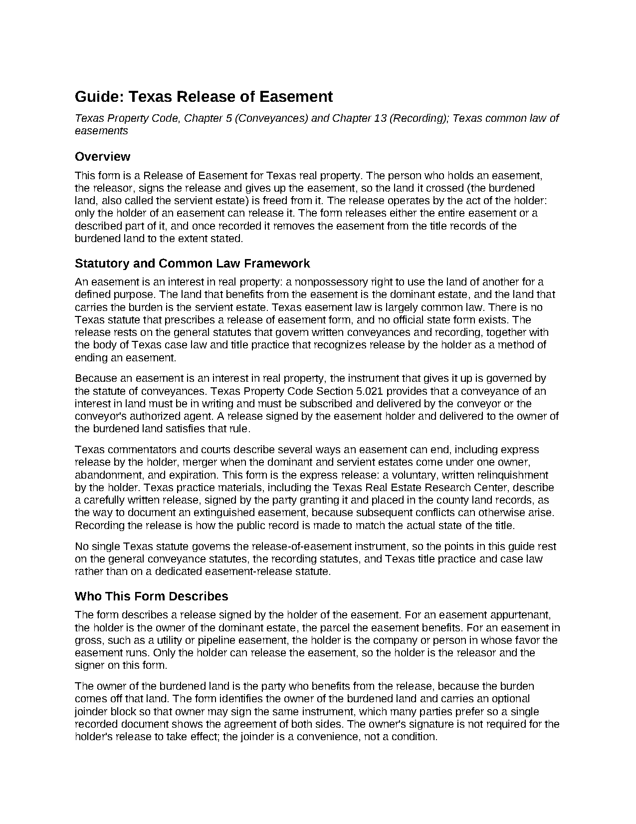 Castro County Release of Easement Guide